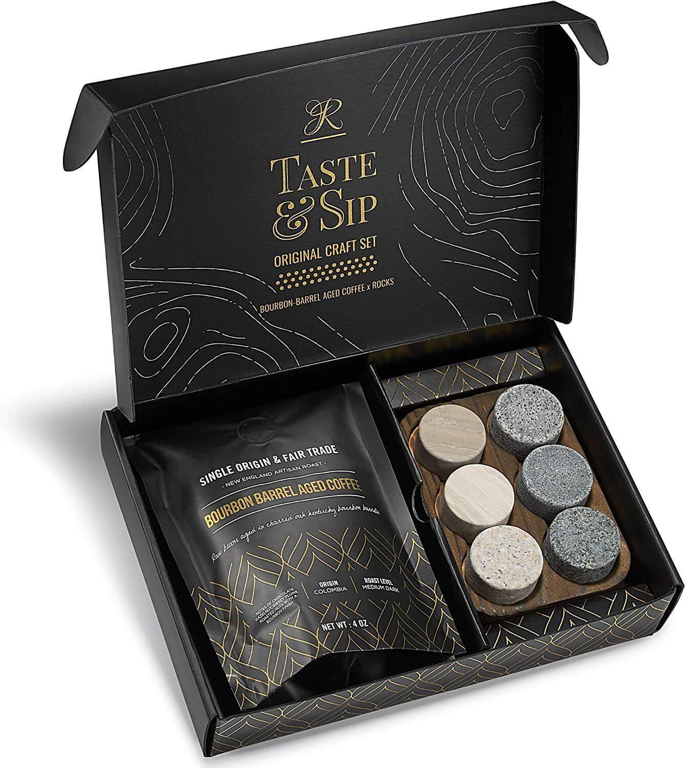 The Gourmet Gift Set - Whiskey Stones & Bourbon Barrel Aged Coffee